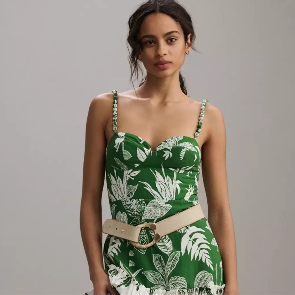 FARM Rio Forest Soul Ruffled Tiered Mix Midi Dress Size Medium Nwt - Picture 2 of 13